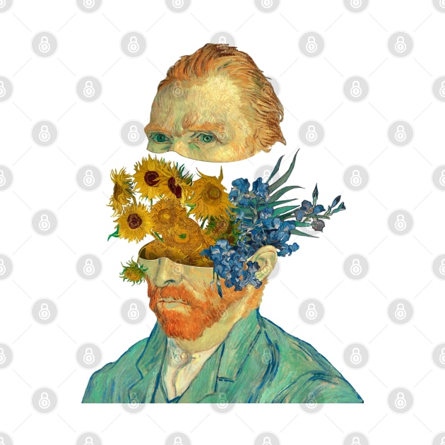 Van Gogh surreal Head, History Painting, Sunflowers Art, Irises Art, by ArtOfSilentium