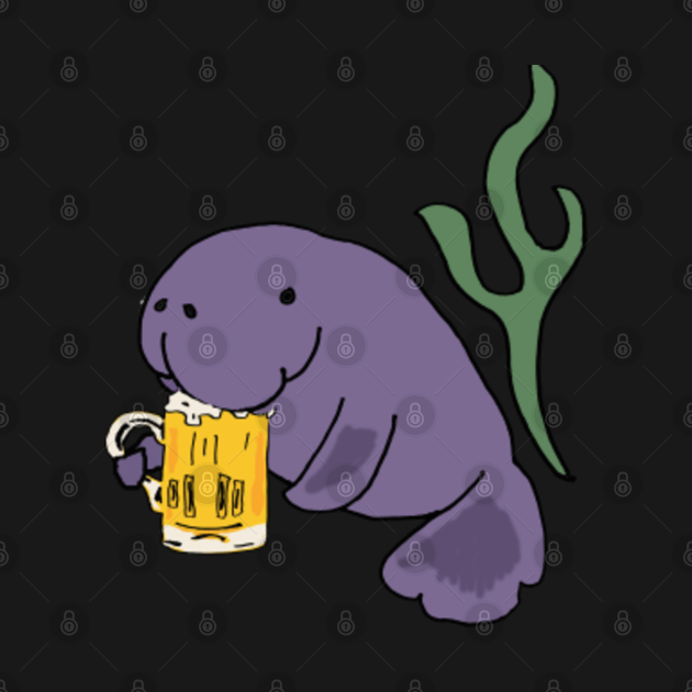 Funny Manatee Drinking Beer Cartoon Manatee TShirt TeePublic