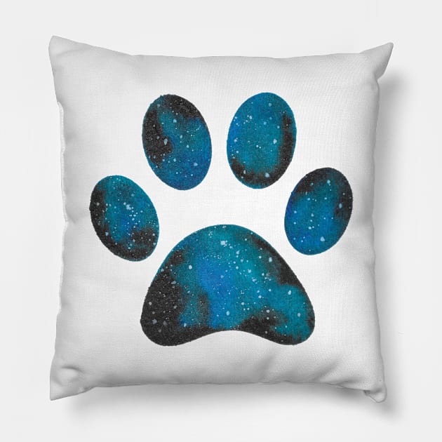 Galaxy pawprint Pillow by RosanneCreates