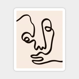 One Line Figurative Face Minimal art Magnet