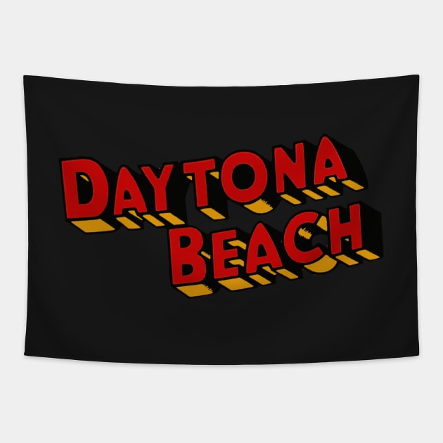 Vintage Style Daytona Beach Text Tapestry by zsonn