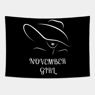 November Birthday Women Quote Girl White Tapestry