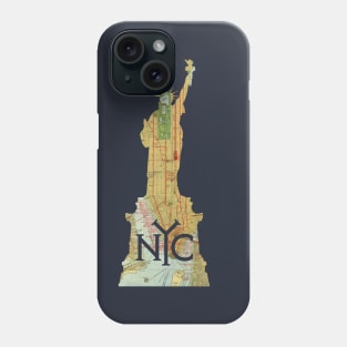 Statue of Liberty 1918 Map of NYC Phone Case