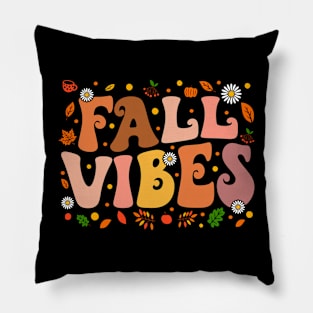 Groovy Fall Vibes Retro Fall Season Autumn Floral Pillow