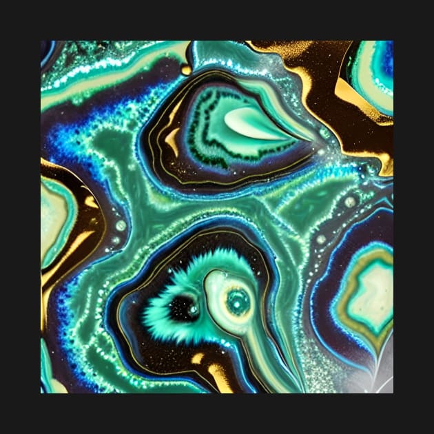 Geode Like Marble Design - Seafoam Black Gold by ArtistsQuest