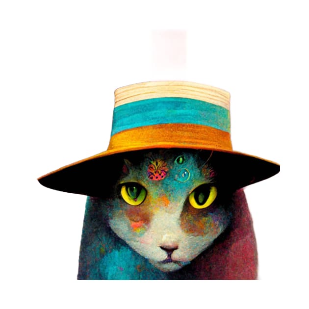 Surreal, Super cool cat wearing a hat, colorful by AmazinfArt