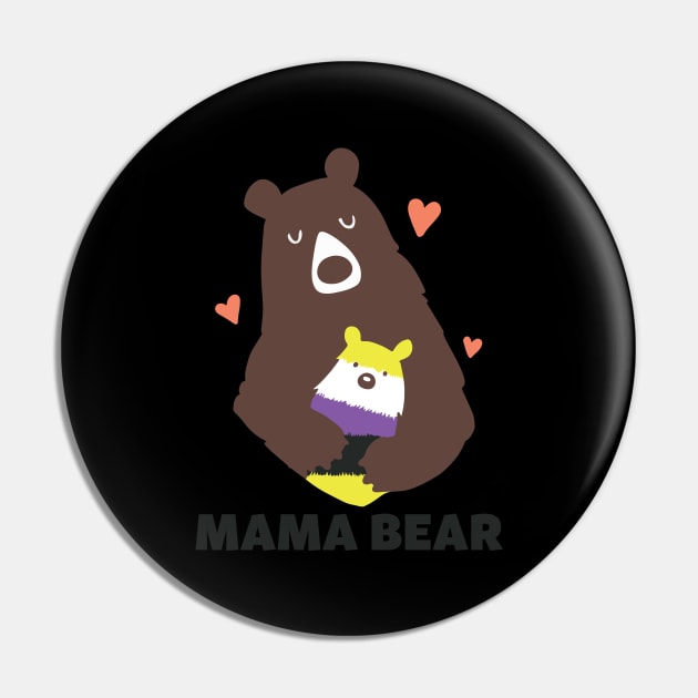 Non-Binary Mama Bear LGBT Enby Mother Ally Pin by Dr_Squirrel