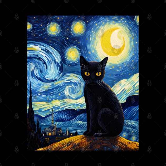 Starry Night Black Cat by VisionDesigner