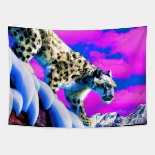 Leopardo de las Nieves en la Montaña. Tapestry