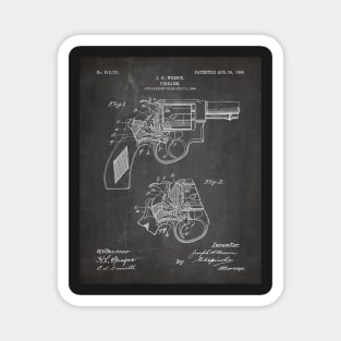 Hand Gun Revolver Patent - Gun Loving Self Defense Art - Black Chalkboard Magnet