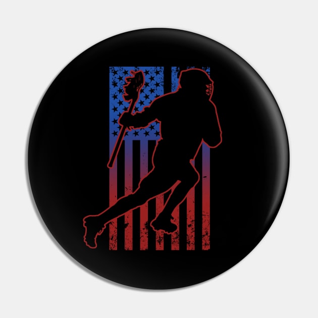 Lacrosse Usa American Flag Pin by Zen Cosmos Official