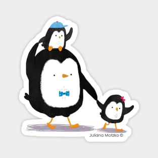 Dad Penguin and his kids Magnet