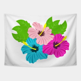 Cheerful Tropical Hibiscus Flowers Tapestry