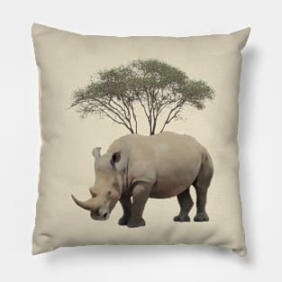 Rhino with tree in Africa - Wildlife Pillow