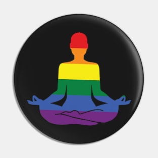 Yoga Pose Lotus with Gay FLAG Pin