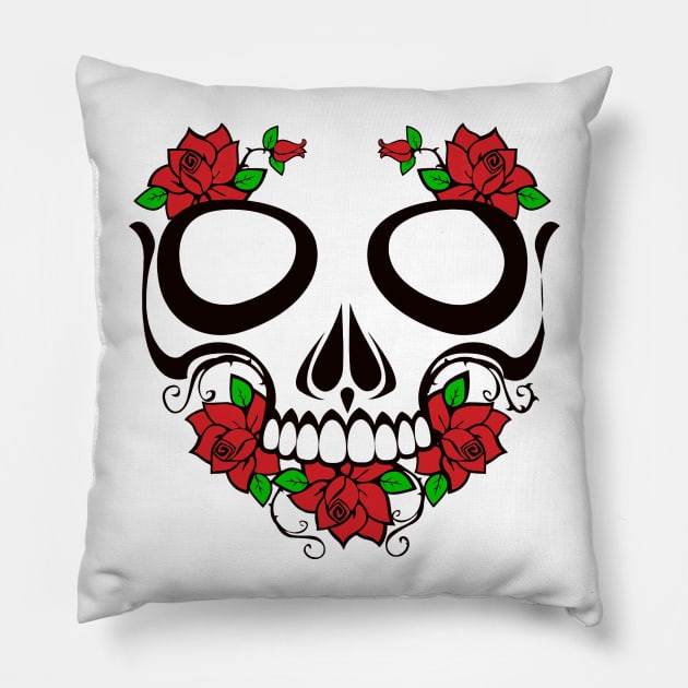 Rose Skull Pillow by Scruffies