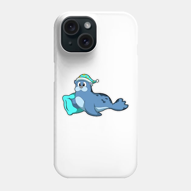 Seal with Pillow and Sleeping cap Phone Case by Markus Schnabel