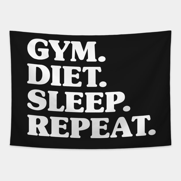 Gym Diet Sleep Repeat - New Years Resolution Workout Tapestry by PozureTees108