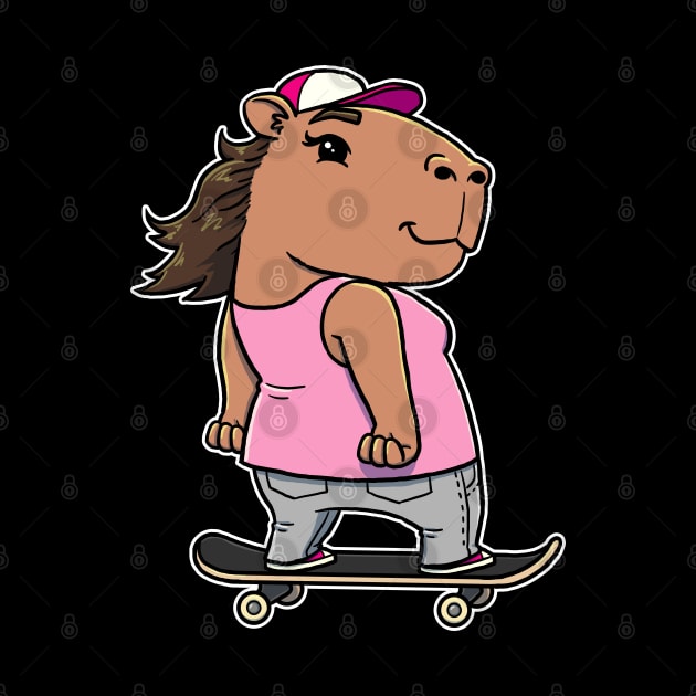 Capybara Skater Girl Skateboarding by capydays