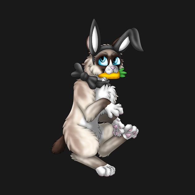 Bobtail BunnyCat: Snowshoe Point (Black) by spyroid101