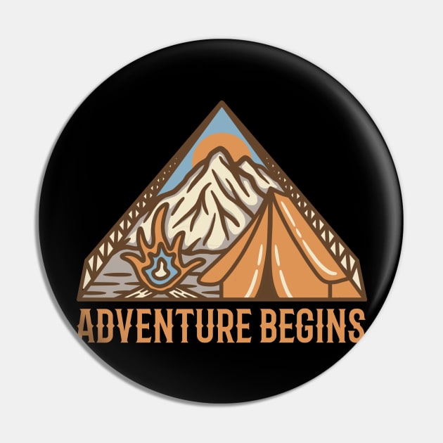 Adventure Begins Pin by Ninepardon105 Merch