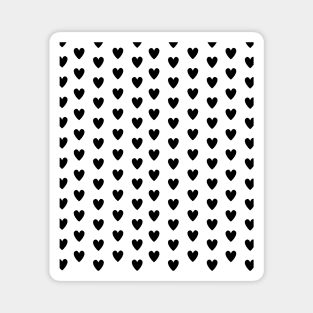 Black Hearts Pattern on White Magnet