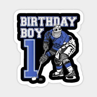 Kids 1 Year Old Ice Hockey Themed Birthday Party 1St Boy Magnet