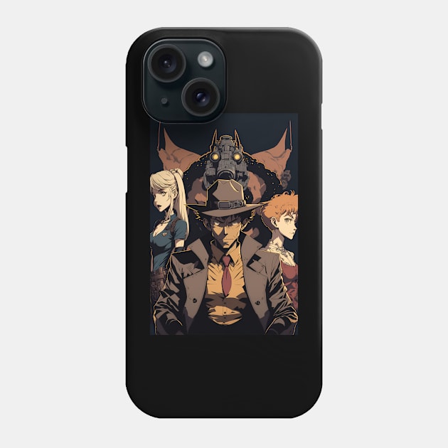 Anime Detective Man with his sidekicks Phone Case by Bubblebug