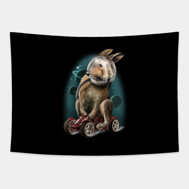 RABBIT RACER Tapestry by ADAMLAWLESS