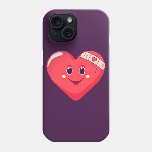 Cracked red heart with restoring patch Phone Case