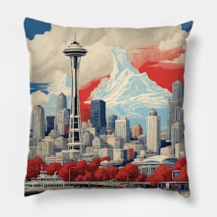 Seattle USA Vintage Tourism Travel Pillow