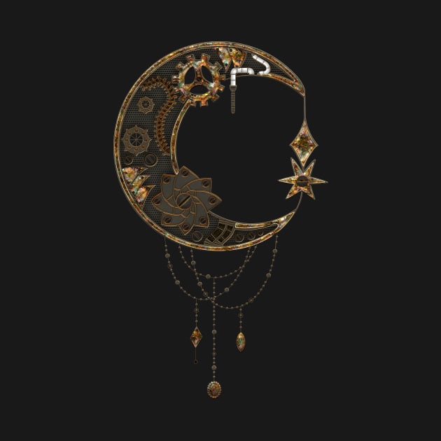 Noble steampunk moon with gears by Nicky2342