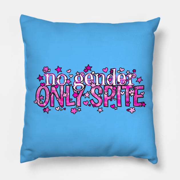 No Gender. Only Spite. Pink Pillow by Art by Veya
