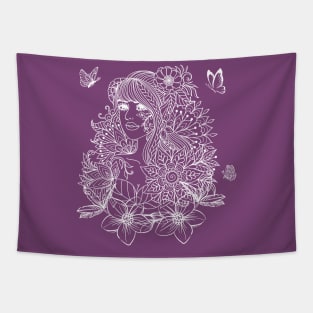 Flower Girl with Butterflies Tapestry