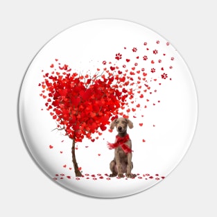 Happy Valentine's Day Heart Tree Love Weimaraner Pin