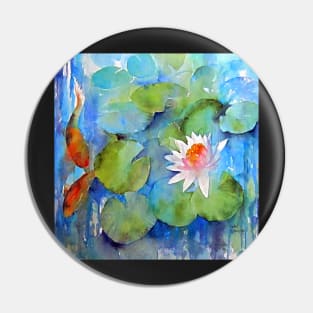 Waterlilies with fish Pin