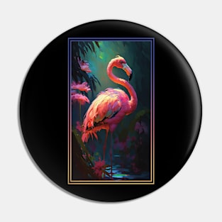 Flamingo Vibrant Tropical Flower Tall Digital Oil Painting Portrait 2 Pin