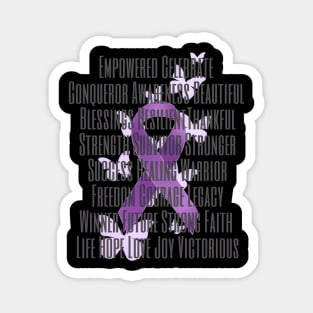 Purple Awareness Ribbon with Encouraging Words Magnet