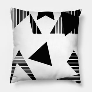 Triangle and stars graphic print,  in black and white Pillow
