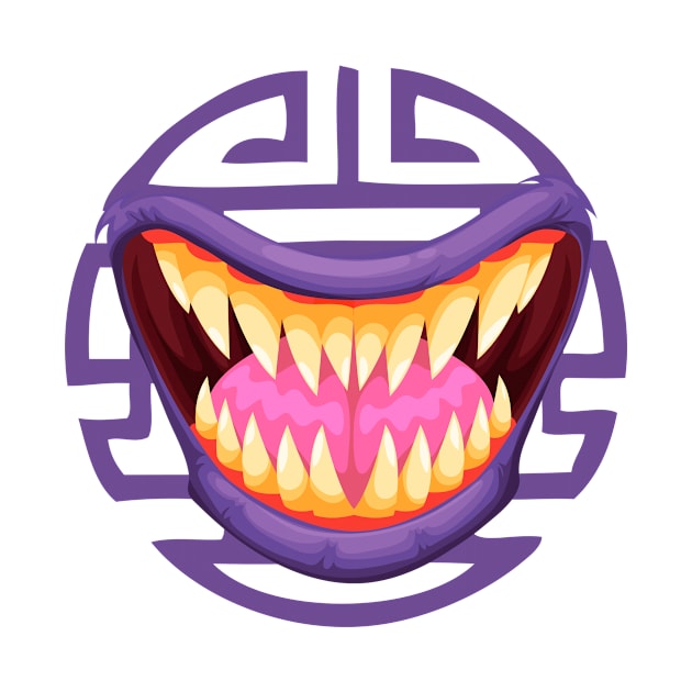halloween scary beast mouth tongue and teeth icon by funnyd