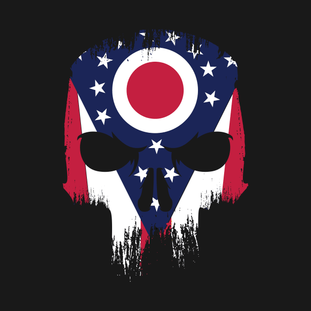 Vintage Grunge Ohio State Flag Skull by Now Boarding