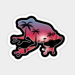 Frog Beautiful Sunset Beach Palm Tree Magnet