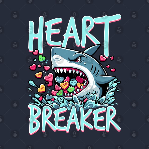 Heartbreaker shark eating hearts Valentine's Day by DigitalNerd