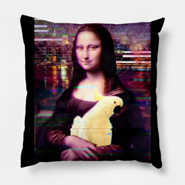 monalisa had a cockatoo - vaporwave Pillow by FandomizedRose