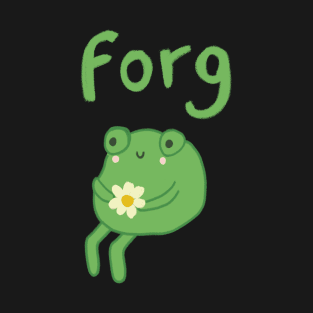 Cute Forg Frog : Sitting, Thinking, Holding a Beautiful Flower in Hand T-Shirt