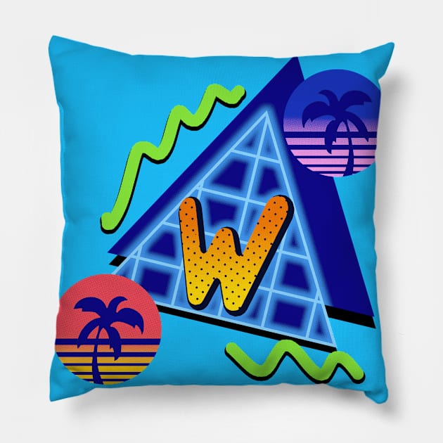 Initial Letter W - 80s Synth Pillow by VixenwithStripes