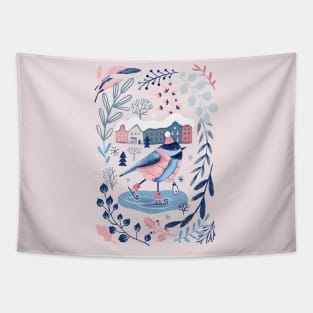 Winter Chickadee bird Tapestry