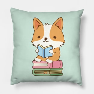 Cute Corgi Loves To Read Books Pillow