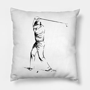 Illustration of a golf player in action. Pillow