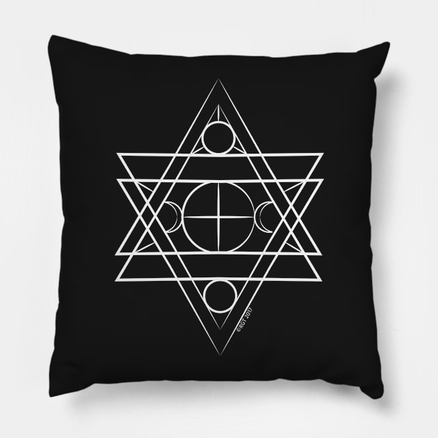 Sacred Geometry - Moon Phases Pillow by Lithiumfury